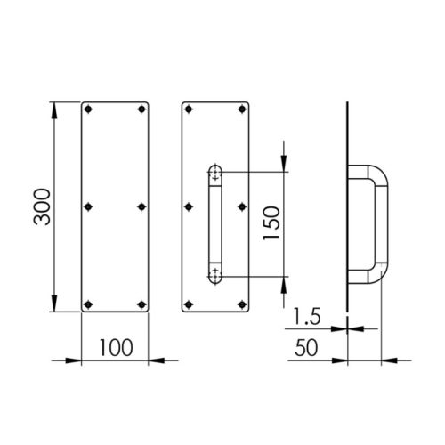 Kích thước bảng kéo cửa pull imundex Hafele 714.19.601