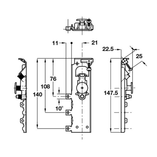 Kích thước bas treo tủ âm tường phải Hafele 290.41.905