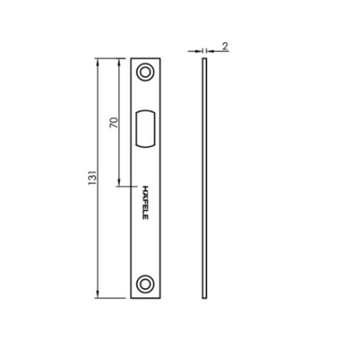 Kích thước bas tường cho khóa cửa trượt kính Hafele 981.59.070