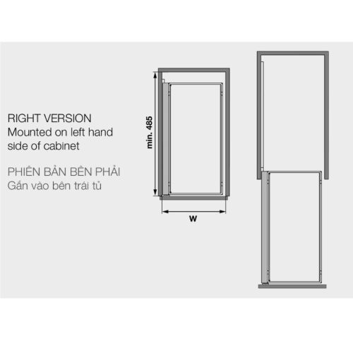 Bộ rổ kéo Comfort II 250mm phải Hafele 545.53.960 4 Kích thước Bộ rổ kéo Comfort II 250mm phải Hafele 545.53.960
