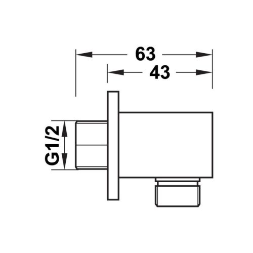 Kích thước bộ tiếp nước dạng vuông Hafele 485.60.061