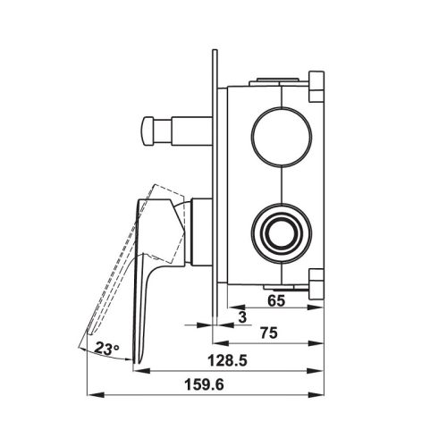 Kích thước Bộ trộn âm 2 đường nước Kobe Hafele 589.15.037