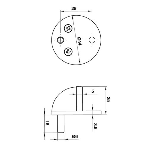 Kích thước chặn cửa bán nguyệt Hafele DIY 489.70.246