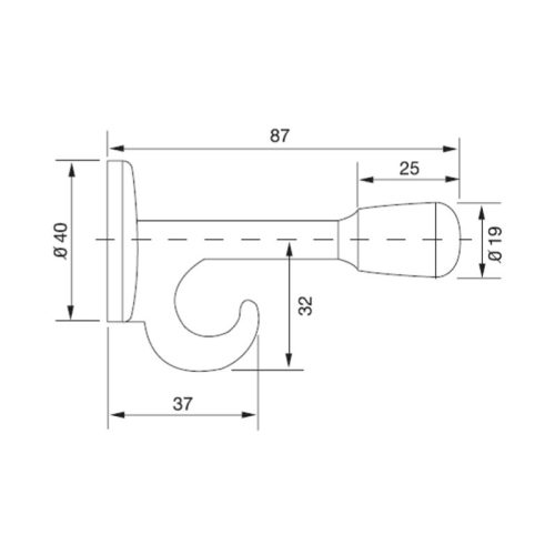 Kích thước chặn cửa gắn tường có móc Hafele DIY 489.70.221