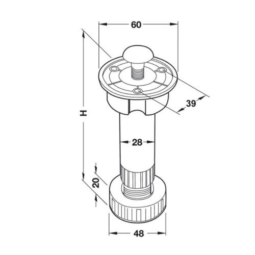 Kích thước chân tủ Häfele 637.45.371