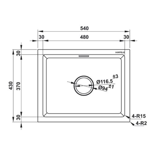 Kích thước chậu rửa bát đá 1 hố Hafele ESSENCE HS22-GEN1S60S 577.25.300