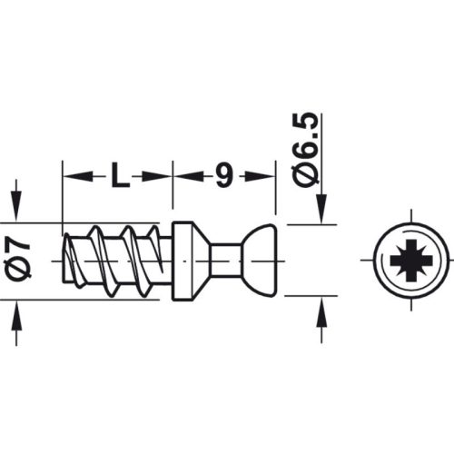 Kích thước chốt nối Rafix S20 7.5mm Hafele 263.20.131
