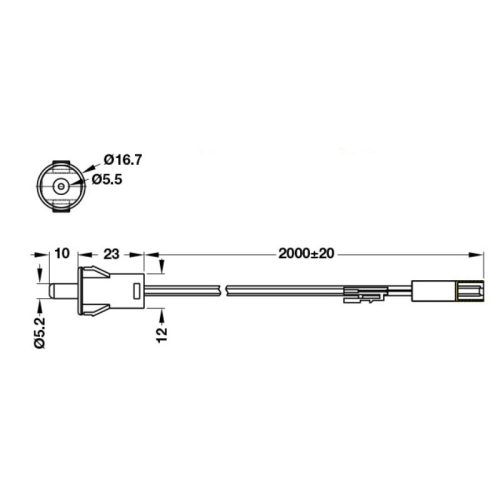 Công tắc cửa Stella Cucina Hafele 833.01.405 3 Kích thước công tắc cửa Stella Cucina Hafele 833.01.405