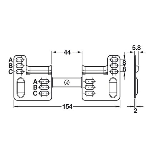 Kích thước đế gắn tường cho bas treo tủ Hafele 290.41.991
