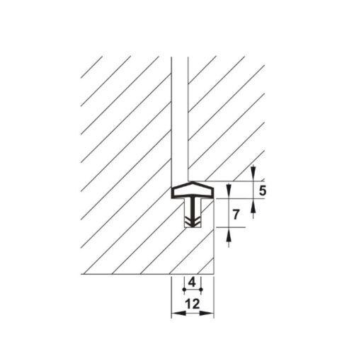 Kích thước đệm khí cho cửa 12 mm Hafele 950.51.201