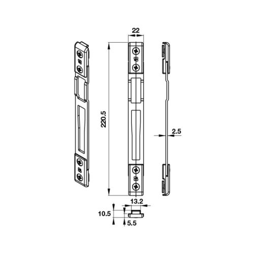 Kích thước điểm khóa cửa nhôm 22mm Hafele 972.05.169