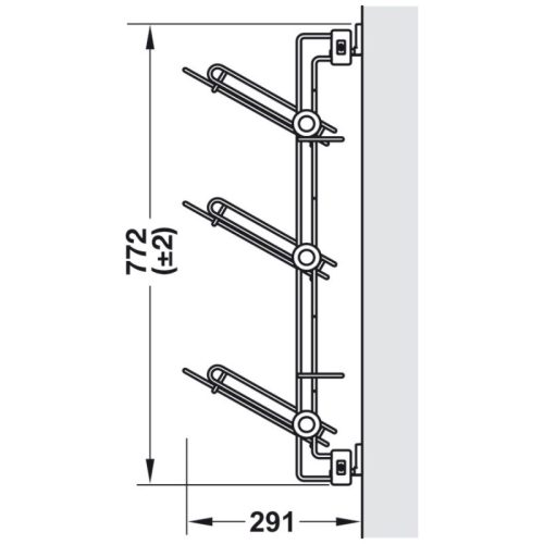 Kích thước Giá giày 2 tầng lắp trái Hafele 805.81.171
