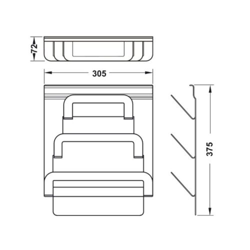 Kích thước của kệ treo nắp đậy Hafele 523.00.350