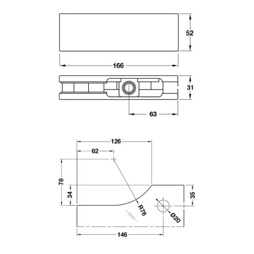 Kích thước Kẹp kính trên inox mờ Hafele 981.50.020