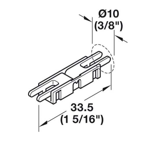 Kích thước kẹp nối thẳng cho đèn Led dây 5mm Hafele 833.89.207