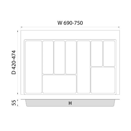 Kích thước khay chia tủ bếp Hafele 800mm Imundex 7 806 942