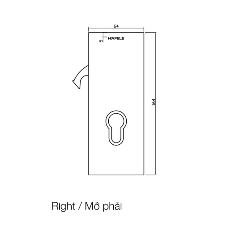 Kích thước khóa cửa kính thân khóa cửa trượt mở phải Hafele 981.59.050 Kích thước khóa cửa kính thân khóa cửa trượt mở phải Hafele 981.59.050