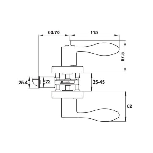 Kích thước khóa tay nắm gạt Häfele DIY 499.63.996