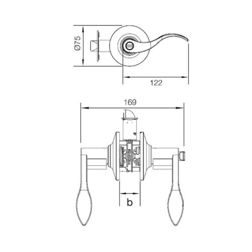 Kích thước khóa tay nắm gạt Hafele DIY 489.10.199