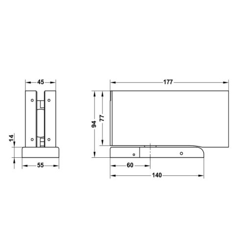 Bản lề dương sàn 100Kg Hafele HPF100 981.78.902 4 Kích thước lắp Bản lề dương sàn 100Kg Hafele HPF100 981.78.902