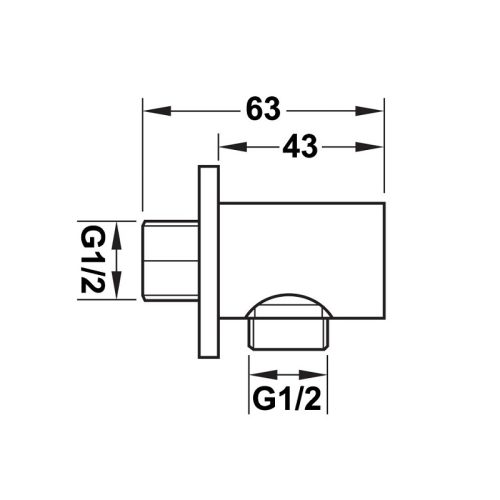 Kích thước Phụ kiện cấp nước sen tay dạng tròn đen Hafele 485.60.060