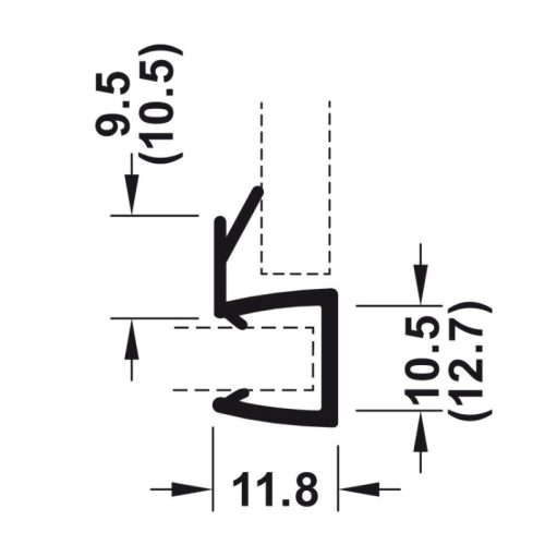 Kích thước ron cửa kính 90º kính dày 10-12mm Hafele 950.50.003