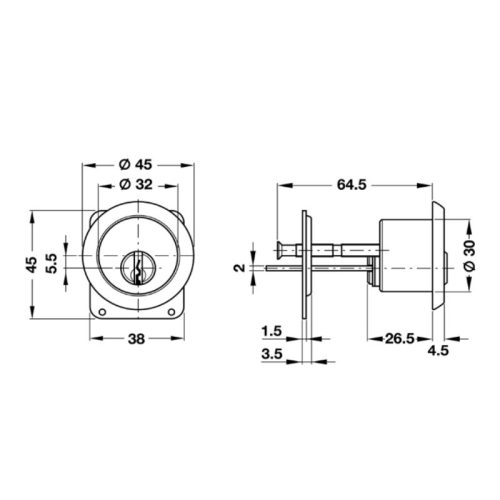 Kích thước ruột khóa thoát hiểm Hafele 911.56.046