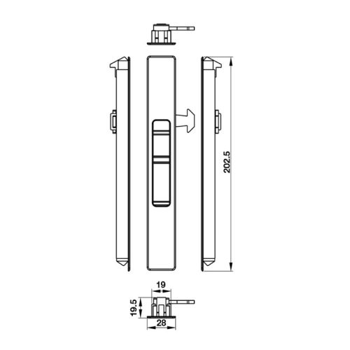 Kích thước tay nắm âm cửa nhôm HL252A Hafele 904.00.552
