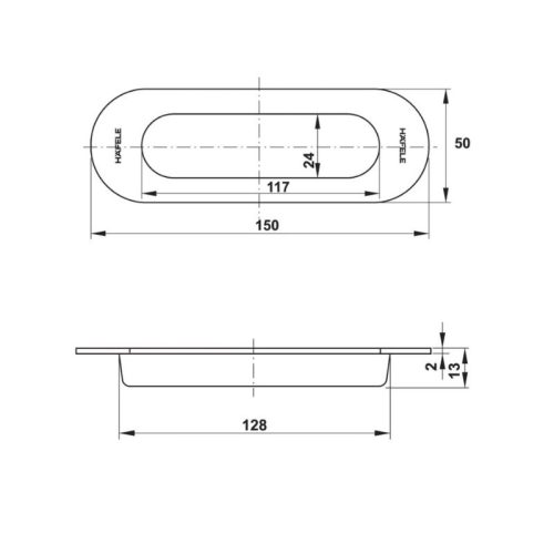 Kích thước tay nắm âm Hafele DIY 489.72.133