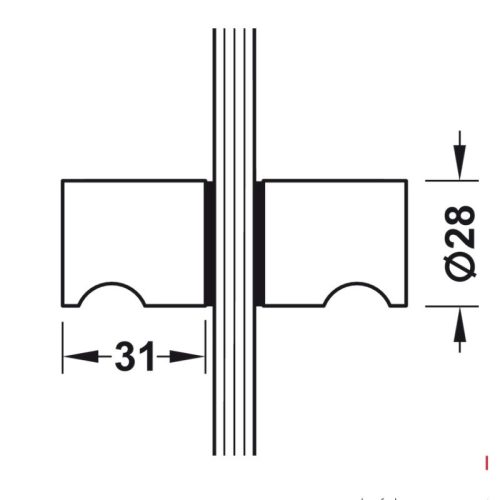 Kích thước tay nắm cho cửa kính Hafele 981.53.272