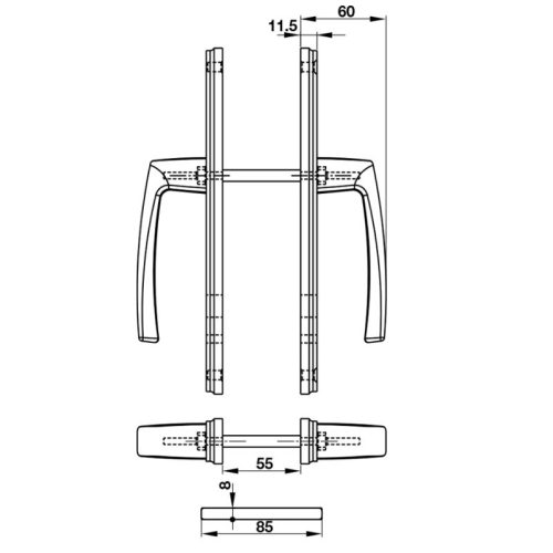 Kích thước tay nắm cửa nhôm 92mm HL949C-92 Hafele 905.99.626