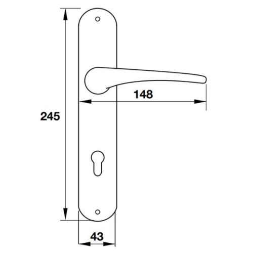 Kích thước tay nắm gạt đế dài mở phải C/C 72mm Hafele 901.79.084