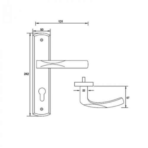 Kích thước tay nắm gạt đế dài mở phải C/C 72mm Hafele 903.98.462