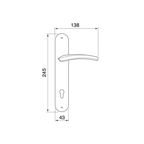 Kích thước tay nắm gạt mở phải C/C 72mm Hafele 901.79.057