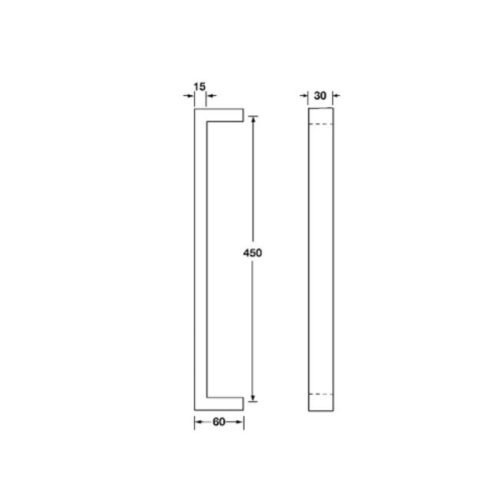Kích thước tay nắm kéo chữ H dài 1100 mm Hafele 903.02.000