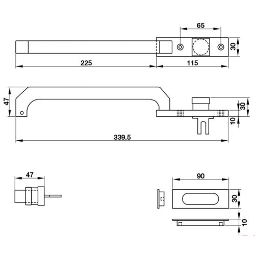 Kích thước tay nắm kéo cửa nhôm HL255 Hafele 904.00.573