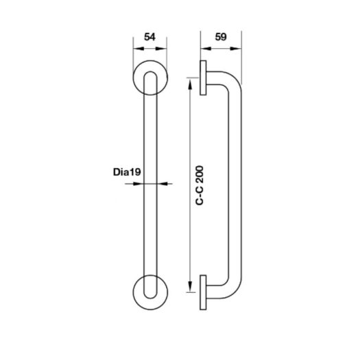 Kích thước tay nắm kéo màu đen C/C 200mm Hafele 903.12.573