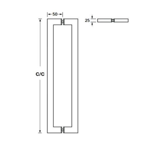 Kích thước tay nắm kéo vuông 1100mm Hafele 903.08.507