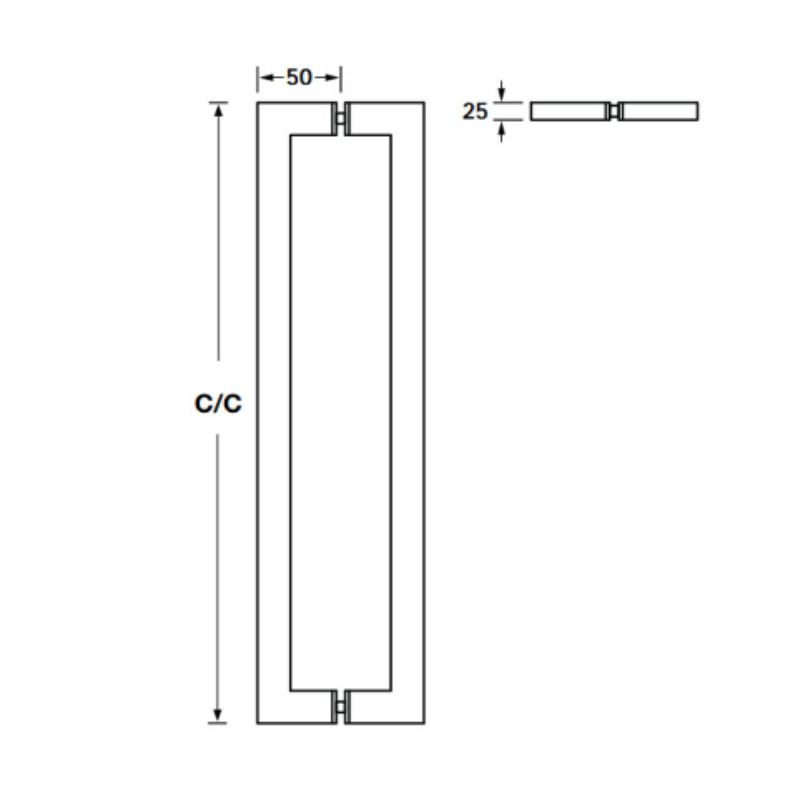 Kích thước tay nắm kéo vuông 1100mm Hafele 903.08.507 Kích thước tay nắm kéo vuông 1100mm Hafele 903.08.507