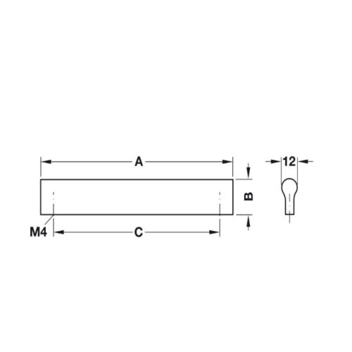 Kích thước tay nắm nhôm 116 mm Hafele 155.01.101