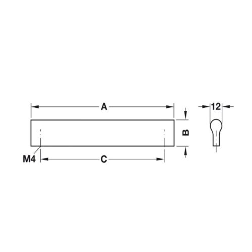 Kích thước tay nắm nhôm 148 mm Hafele 155.01.102