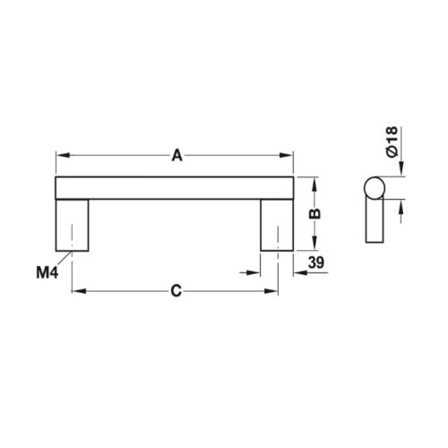 Kích thước tay nắm nhôm 199 mm Hafele 107.55.933