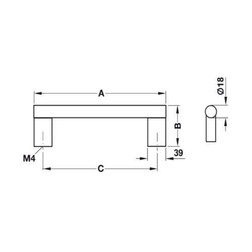 Kích thước tay nắm nhôm 263 mm Hafele 107.55.935