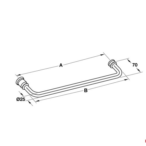 Kích thước tay nắm phòng tắm kính 450mm Hafele 903.12.361