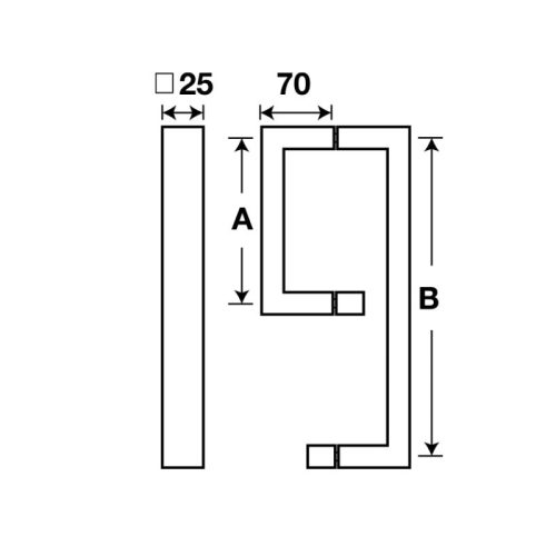 Kích thước tay nắm phòng tắm kính C/C 300 X 500mm Hafele 903.02.251