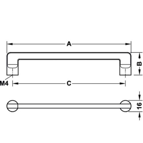 Kích thước tay nắm tủ 144mm Hafele 106.61.223