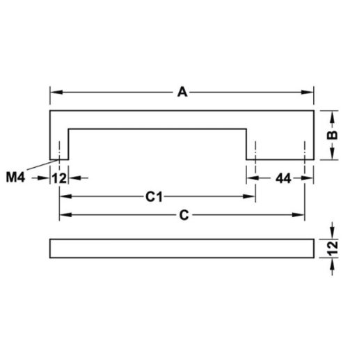 Kích thước tay nắm tủ 172mm H1380 Hafele 110.34.255