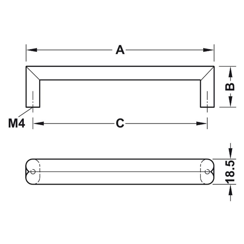 Kích thước tay nắm tủ 176mm H1570 Hafele 106.61.034 Kích thước tay nắm tủ 176mm H1570 Hafele 106.61.034