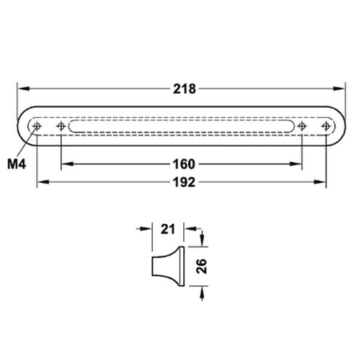 Tay nắm tủ 218mm H1520 Hafele 106.61.764 4 Kích thước tay nắm tủ 218mm H1520 Hafele 106.61.764