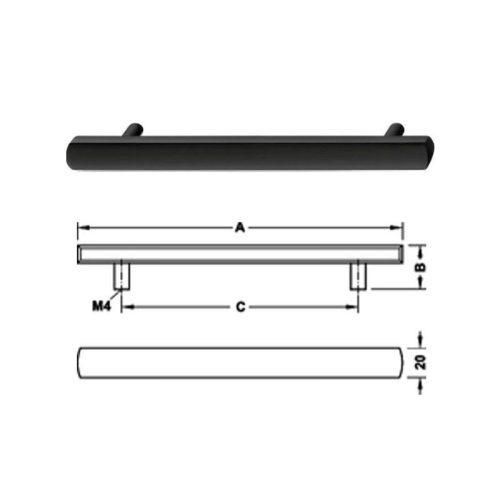 Kích thước tay nắm tủ 220mm H1335 Hafele 110.35.376